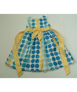Girls blue and yellow polka dot bow tie back party dress rare editions s... - $19.75