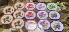 5 Vintage Mini Metal Dessert Tea Trays Across Made In Japan Poppy Grape ... - £19.49 GBP