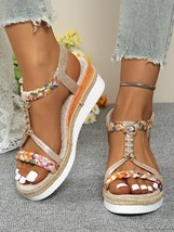 Contrast Woven Wedge Sandals - $47.95