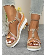 Contrast Woven Wedge Sandals - $65.76 CAD
