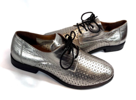 MIZ MOOZ ISSA  LACE UP PERFORATED LEATHER  DERBY PEWTER  37EU / 7US NEW ... - $39.95