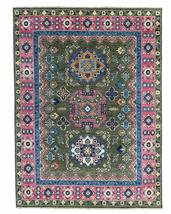 EORC Buy Hand-Knotted Wool Green/Light Fushia Traditional Classic Kazak Collecti - £2,286.99 GBP