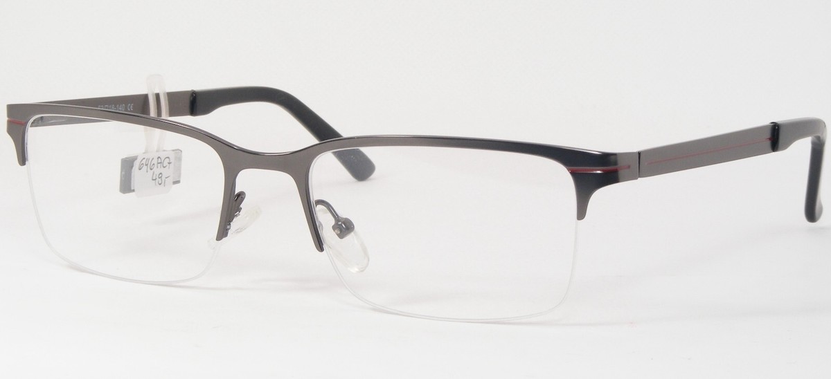 SO 646A C7 Gunmetal/Rot Brille Metall Halbe Felge Rahmen 53-18-140mm - $46.21