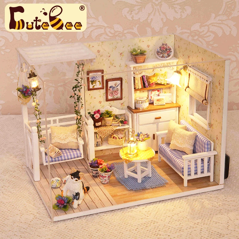 CUTEBEE Wooden Doll House 1:24 Handmade Miniature Doll House Model Building Kits - £15.71 GBP+