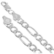 Mens Stylish Italy Solid 925 Silver Figaro Heavy Chain Necklace Bracelet... - £38.57 GBP
