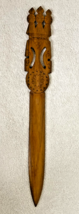 Vintage Yugoslavia Wood Letter Opener Hand Carved Ornate Geometric Handle - $24.26