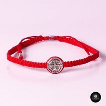 Kavak Handmade Men's bracelet Red blood Braided Saint Benedict Pendant - $14.00