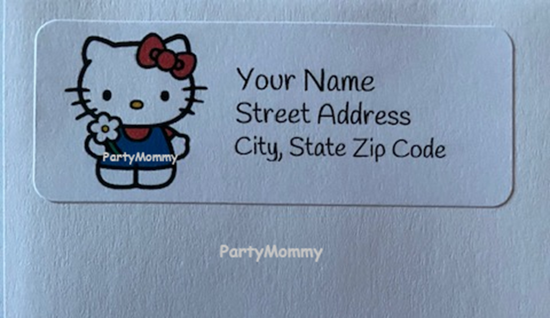 30 Hello Kitty Personalized Return Address Labels, 2.625" x 1", Name Tags,Label