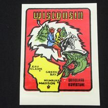 Wisconsin Travel Label Decal Luggage Car Stickers w/Sleeve 3" x 4-1/2" - $11.75