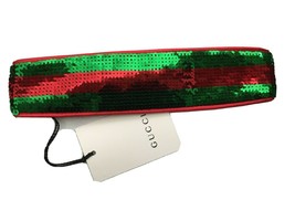 NWT 100% AUTH Gucci Kids Sequin Green/Red/Green Web Headband 473601 - $176.22