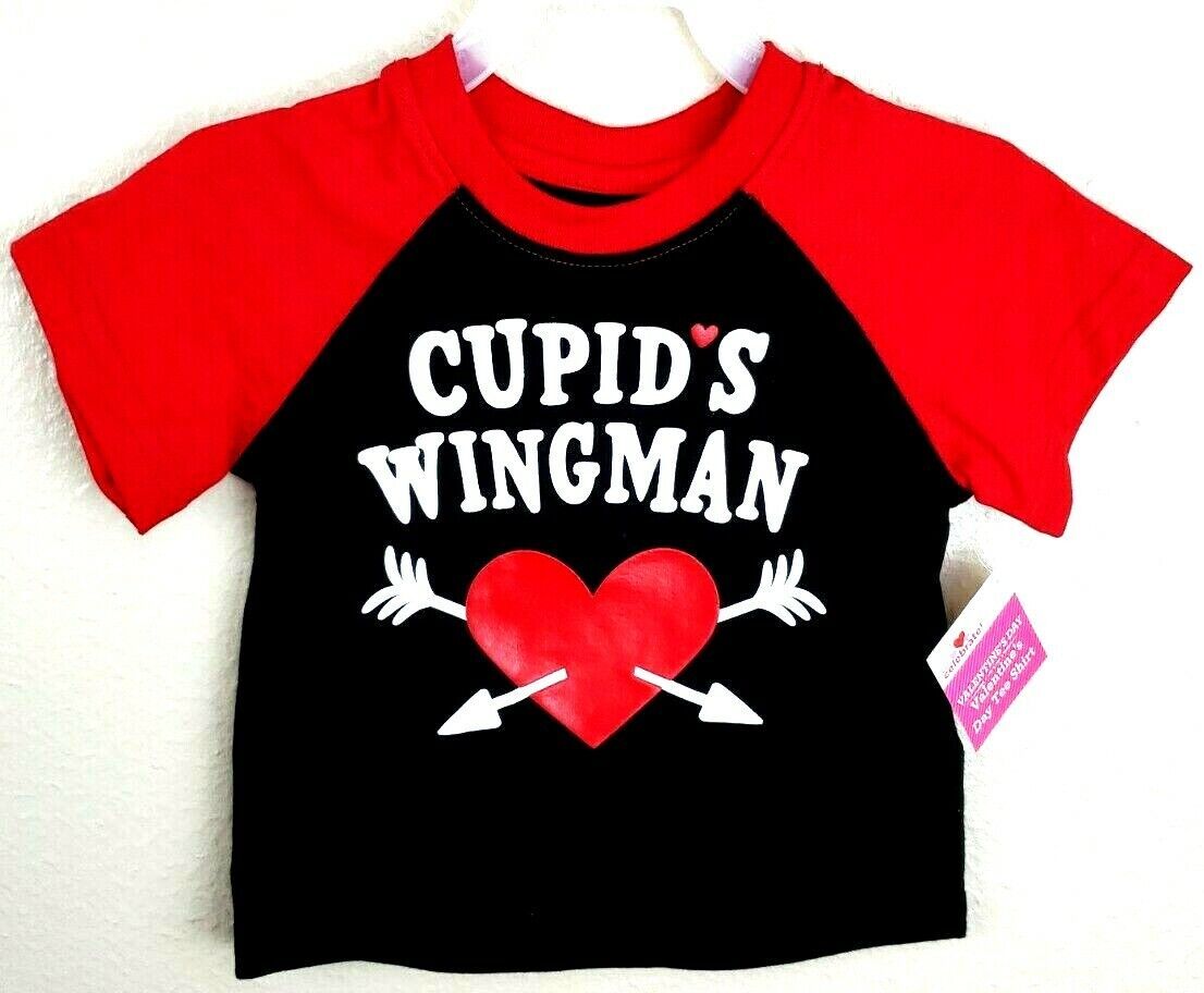Primary image for Infant & Toddler Black & Red Cupid's Wingman Tee Shirt Valentine Day T-Shirt 12M