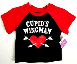 Infant &amp; Toddler Black &amp; Red Cupid&#39;s Wingman Tee Shirt Valentine Day T-S... - £8.55 GBP
