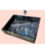 Labradorite Stone Vessel Sink Natural Rectangle Shape Wash Basin for Bat... - $603.78+