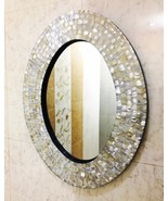 Decorative Beveled Oval Wall Mirror with White Mother of Pearl Inlay Fra... - $71.10