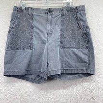 Gap Womens Girlfriend Shorts Size 14 Wash Black Gray Eyelet Patch Pockets - £14.21 GBP