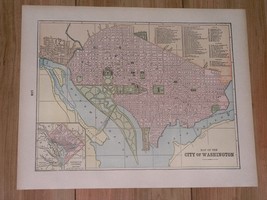 1895 Antique Map Of City Of Washington / Verso Baltimore Maryland - $25.41