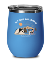 Keep Calm and Camp On, blue Wineglass. Model 60072  - £21.17 GBP