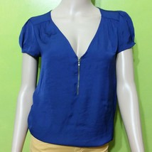 Zara Woman Front Zipper Cap Sleeve Blueish Purple XS Top - $343.90 MXN