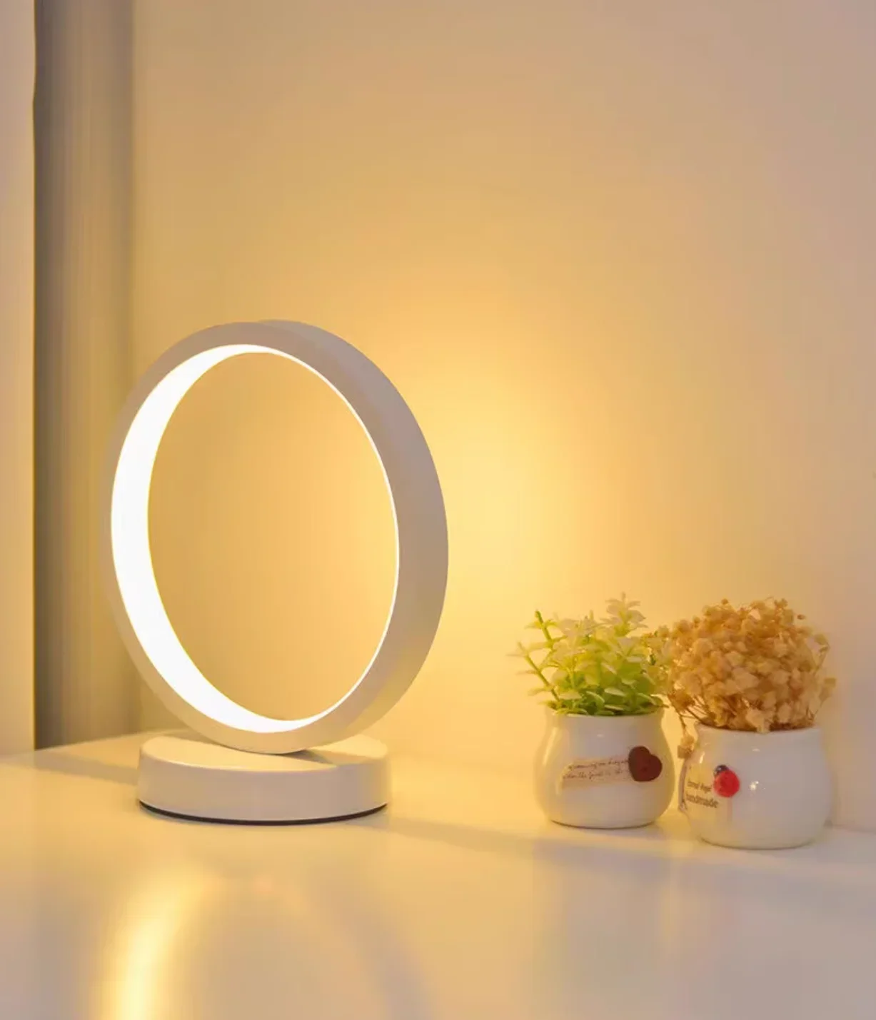20CM LED Simple Circular Ring Table Lamp Bedroom Bedside Living Room Res... - $7.93+