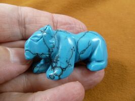 (Y-PANT-580) blue Howlite PANTHER stone LEOPARD big wild cat GEMSTONE ca... - $15.79