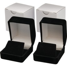 2 Earring Gift Boxes Black Velvet Flocked Jewelry Box - £7.59 GBP