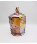 Large Iridescent  7&quot; Indiana Carnival Glass Canister Marigold Harvest Grape - $51.43 CAD