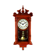 25 Inch Wall Clock with Pendulum Chime Dark Redwood Oak Finish - $133.00