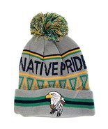 Native Pride Eagle Cuffed Knit Winter Hat Pom Beanie (Light Gray) - $20.44 CAD