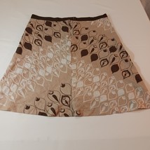 Old Navy Back Zipper Women's Brown & White Cotton A-Line Skirt Size 16 image 8
