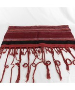 Dark Red Woven Wool  27&quot; x 27&quot; Scarf Shawl Rug short Tassels  2.5&quot; long 16&quot; - £7.70 GBP