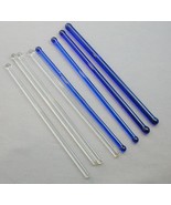 8 Vintage Glass Swizzle Sticks Cobalt &amp; Clear - $189.87 MXN