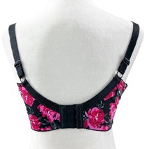 Mièrsidè Womens 34F Underwire Demi Bra Floral Black Pink Lined Balconette  - £13.10 GBP