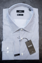 Made In Italy Hugo Boss Men Jango Travel Slim Fit Pure Comfort Dress Shirt 46 18 - £59.59 GBP