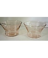 2 PINK DEPRESSION GLASS BERRY BOWLS ETCHED FLOWERS, VINES &amp; LEAVES VINTAGE - £13.29 GBP