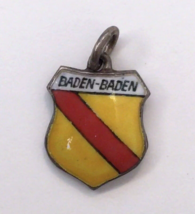 Baden-Baden (Germany) Crest Shield 800 Silver &amp; Enamel Vintage Charm - £14.16 GBP