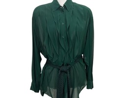 Dana Buchman 3-PC Set Blouse Scarf and Belt Silk Blouse and Scarf Green ... - $38.83