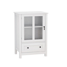 22&quot; Buffet Storage Cabinet with Single Glass Doors, White - £88.34 GBP