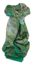 Mulberry Silk Traditional Long Scarf Safia Green by Pashmina &amp; Silk - £19.12 GBP