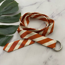 J.Crew Womens Vintage Y2k Silk Tie Ribbon Belt Size S/M Orange Cream Stripe - $22.76