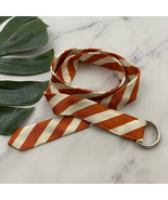 J.Crew Womens Vintage Y2k Silk Tie Ribbon Belt Size S/M Orange Cream Stripe - $31.39 CAD