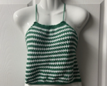Shein Cropped Crochet Knit Halter Top Womens Size S Green White Hippie Boho - $19.75