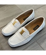 Designer BALLY White Leather Tempest Loafers 6 M Women&#39;s Shoes Gold Buck... - $2,167.11 MXN