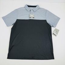 PGA TOUR Airflux Golf Polo Shirt Black Gray Size 2XL Birdseye Block Print - $21.99
