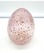 Blown Art Glass Hollow Easter Egg Pink w/Gold Flecks Spring Easter Decor - $13.95