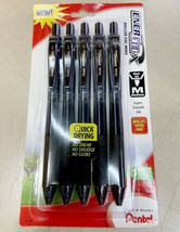 NEW Pentel EnerGel-X 5-PACK Retractable BLACK Roller Gel Pens .7mm BL107... - $15.79
