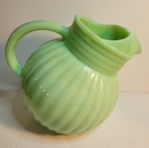 Jadeite Tilted Ball Pitcher Rare with Vertical Ribbing image 2