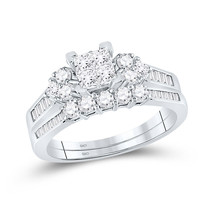 10kt White Gold Princess Diamond Bridal Wedding Ring Band Set 1 Cttw - £904.15 GBP