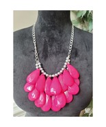 Women&#39;s Statement Necklace Pink Teardrop Beads with Silver Lobster Clasp... - $647.74 MXN