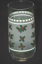 Christmas Red &amp; Green Holly &amp; Berry Tumblers w Frosted Panel Tableware X... - $14.84