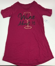 New Wine About It Women&#39;s Burgundy Merlot Oversized Long Shirt Lounge Sleep Sz S - £15.53 GBP